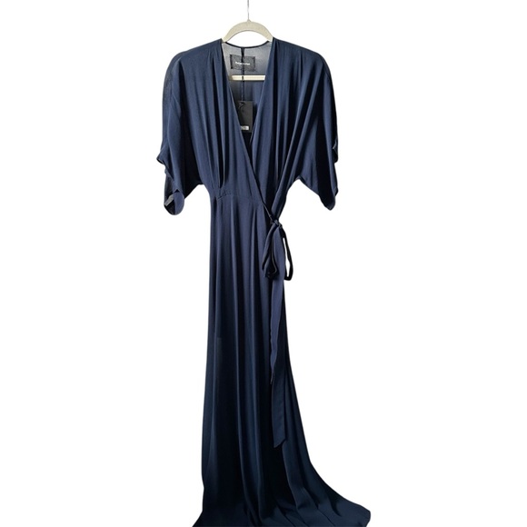 NWT Reformation Winslow Navy Blue Winslow Maxi Kimono Wrap Dress - Picture 9 of 13